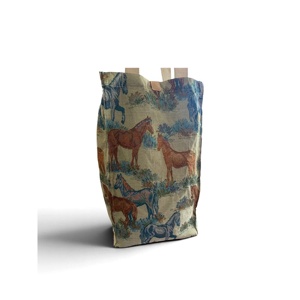 Totes Horse Tapestry Rolling Shopping Tote Bag Foldable Wheeled Cart - Picture 3 of 7